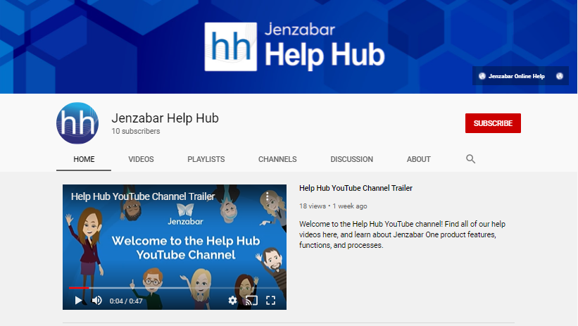 Help Hub YouTube channel homepage with a screenshot of the Help Hub team waving.