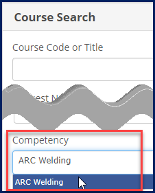 Course search by competency.